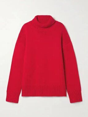 NWT Brandon Maxwell The Ellen Cashmere Turtleneck Sweater Red Womens Size XL